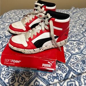 Puma Junior 5C Red, White, and Black Sneakers